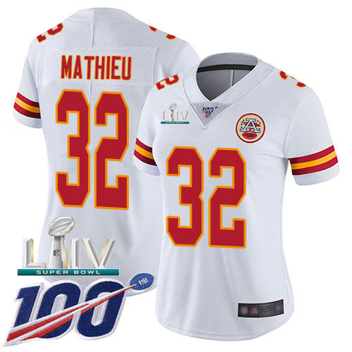 Kansas City Chiefs Nike #32 Tyrann Mathieu White Super Bowl LIV 2020 Women Stitched NFL 100th Season Vapor Untouchable Limited Jersey